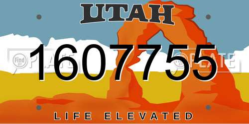 1607755 Utah License Plate