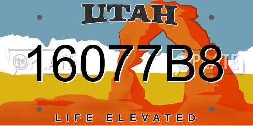16077B8 Utah License Plate