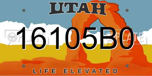 16105B0 Utah License Plate