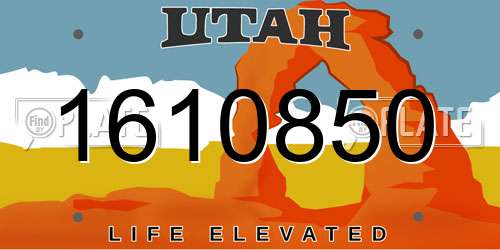 1610850 Utah License Plate