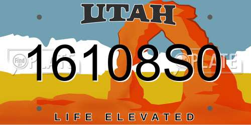 16108S0 Utah License Plate
