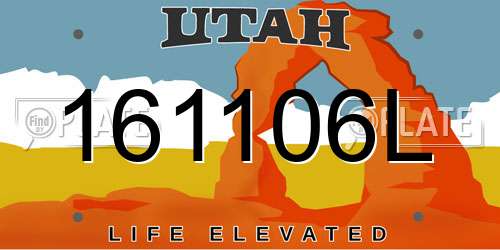 161106L Utah License Plate