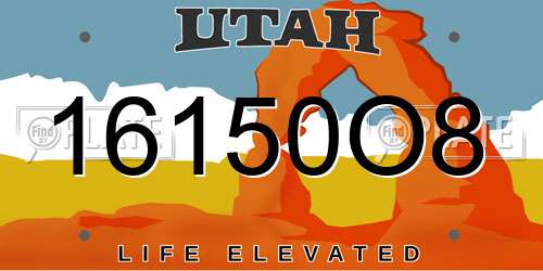 16150O8 Utah License Plate