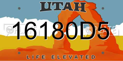 16180D5 Utah License Plate