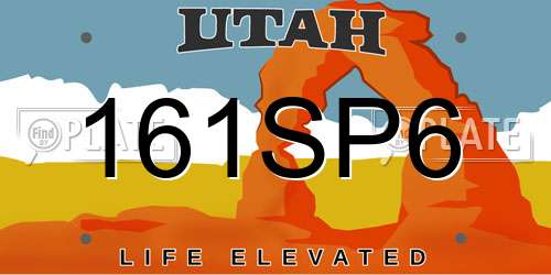 161SP6 Utah License Plate