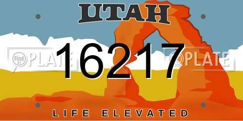 16217 Utah License Plate