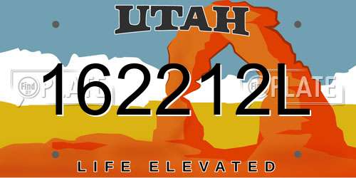 162212L Utah License Plate
