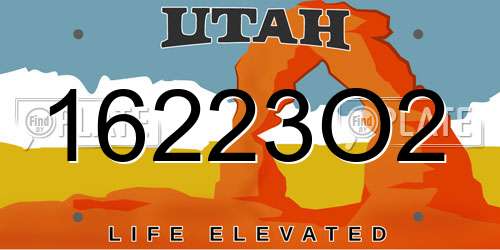16223O2 Utah License Plate