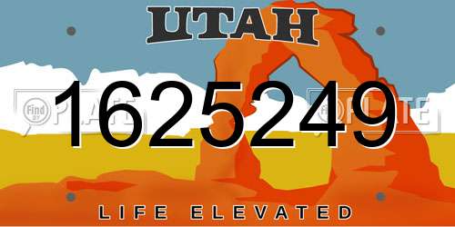 1625249 Utah License Plate