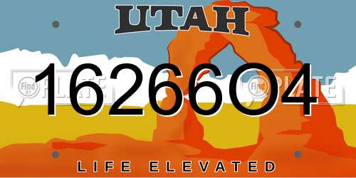 16266O4 Utah License Plate