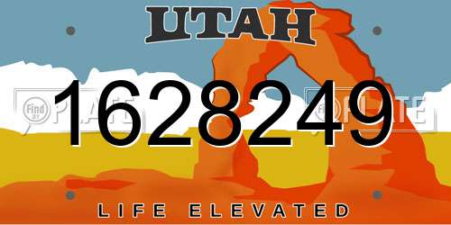 1628249 Utah License Plate