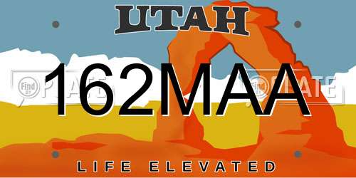 162MAA Utah License Plate