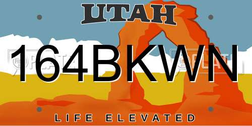 164BKWN Utah License Plate