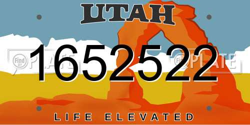 1652522 Utah License Plate