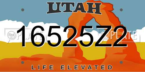 16525Z2 Utah License Plate