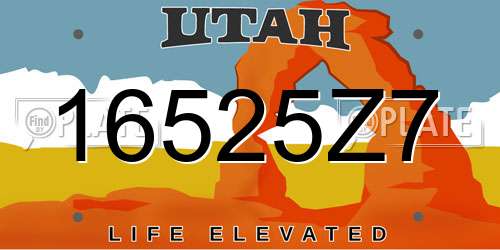 16525Z7 Utah License Plate