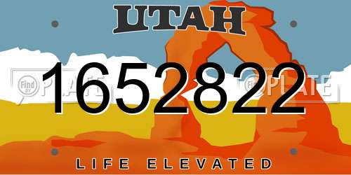 1652822 Utah License Plate