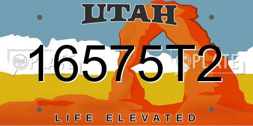 16575T2 Utah License Plate