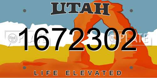 1672302 Utah License Plate