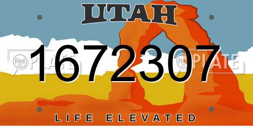 1672307 Utah License Plate