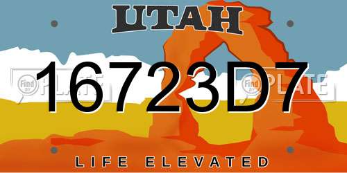 16723D7 Utah License Plate