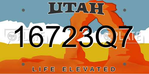 16723Q7 Utah License Plate