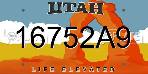 16752A9 Utah License Plate