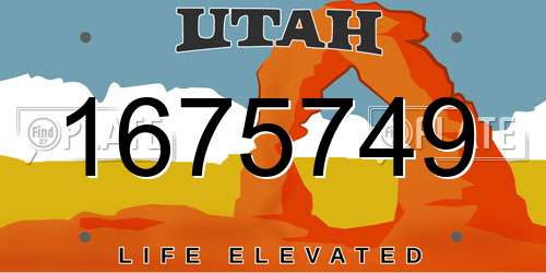 1675749 Utah License Plate