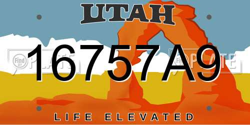 16757A9 Utah License Plate