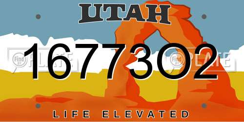 16773O2 Utah License Plate