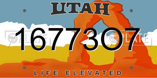 16773O7 Utah License Plate
