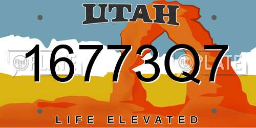 16773Q7 Utah License Plate