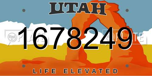 1678249 Utah License Plate