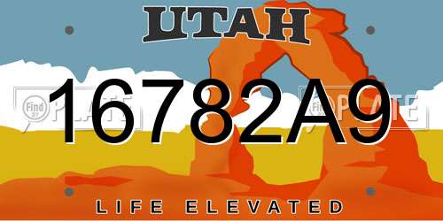 16782A9 Utah License Plate