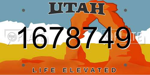 1678749 Utah License Plate