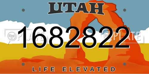1682822 Utah License Plate