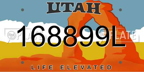 168899L Utah License Plate