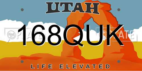 168QUK Utah License Plate