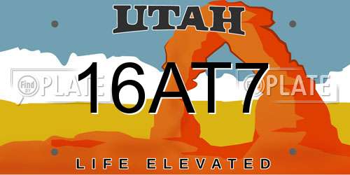 16AT7 Utah License Plate