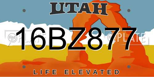 16BZ877 Utah License Plate