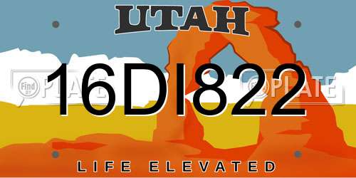 16DI822 Utah License Plate