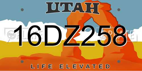 16DZ258 Utah License Plate