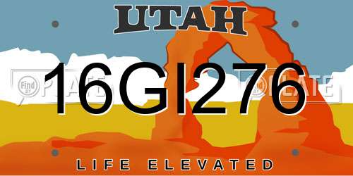 16GI276 Utah License Plate