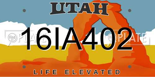 16IA402 Utah License Plate
