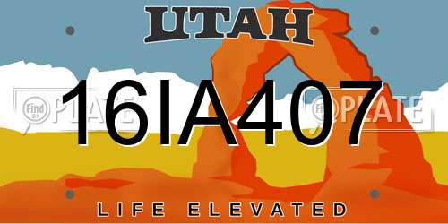 16IA407 Utah License Plate