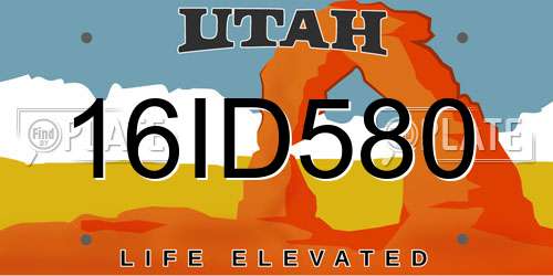 16ID580 Utah License Plate