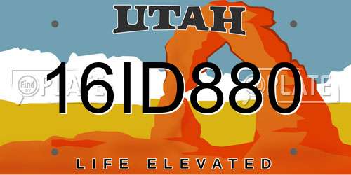 16ID880 Utah License Plate