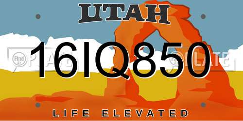 16IQ850 Utah License Plate