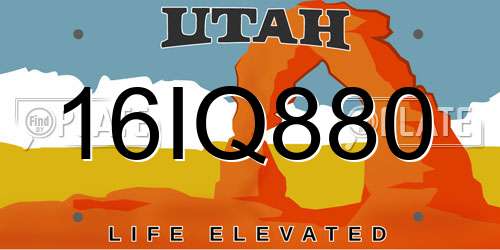 16IQ880 Utah License Plate