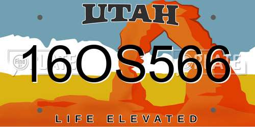 16OS566 Utah License Plate